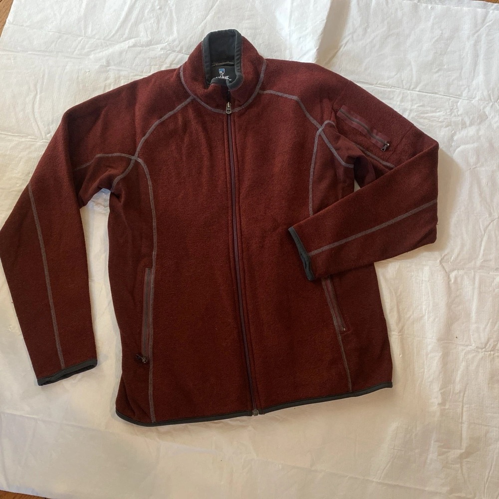 KÜHL Alpaca Kashmira Full Zip Jacket Men Medium Burgundy Soft Fleece Layer